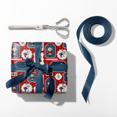 Cute Holiday Eskimo Tags Red ラッピングペーパー