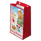 Cute Holiday Fairies with Present & Snowflakes スモールペーパーバッグ (正面アングル)