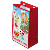 Cute Holiday Fairies with Present & Snowflakes スモールペーパーバッグ (裏面アングル)