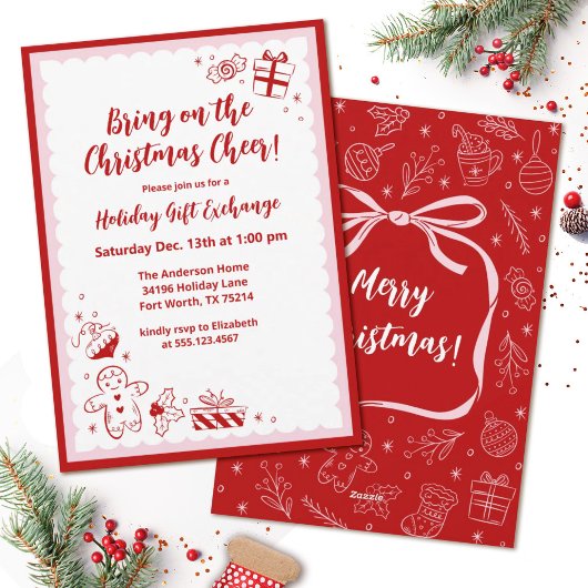 Cute Holiday Gift Exchange Christmas Party シーズンカード
