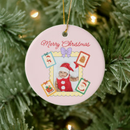 Cute Holiday Keepsake with Festive Pastel Frames  セラミックオーナメント