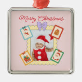 Cute Holiday Keepsake with Festive Pastel Frames  メタルオーナメント (正面)