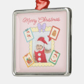 Cute Holiday Keepsake with Festive Pastel Frames  メタルオーナメント (左)