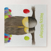 Cute Holiday Owl Illustration ジグソーパズル (横)