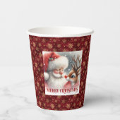 Cute Holiday Paper Cups Kids Santa Reindeer 紙コップ (裏面)