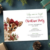 Cute holiday reindeer peeking kids event invite 招待状