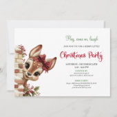 Cute holiday reindeer peeking kids event invite 招待状 (正面)