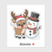 Cute Holiday Reindeer & Snowman シール (シート)