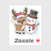 Cute Holiday Reindeer & Snowman シール (シート)