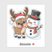 Cute Holiday Reindeer & Snowman シール (シート)