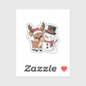 Cute Holiday Reindeer & Snowman シール (シート)