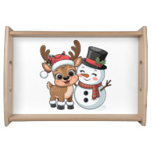 Cute Holiday Reindeer & Snowman.