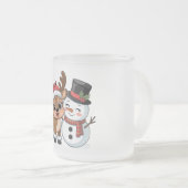 Cute Holiday Reindeer & Snowman フロストグラスマグカップ (正面右)