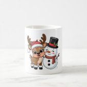 Cute Holiday Reindeer & Snowman モーフィングマグカップ (中央)