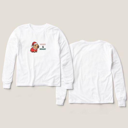 Cute Holiday Shirt with Santa Illustration (デザイン 正面＆背面)