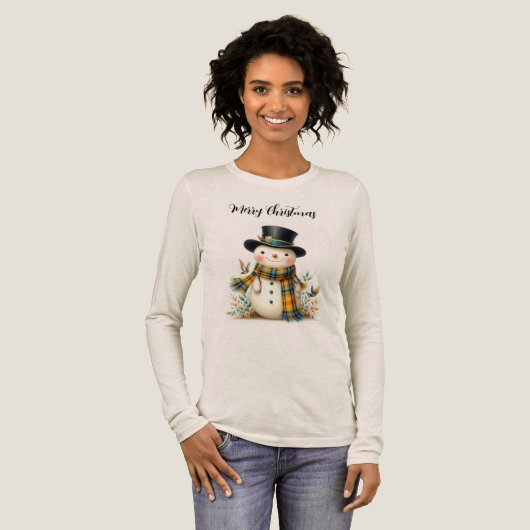 Cute Holiday Snowman T-Shirt トライブレンドＴシャツ (正面全体)