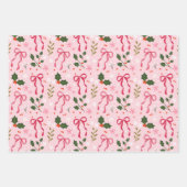 Cute Holly and Bow Wrapping Paper ラッピングペーパーシート (正面2)