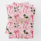 Cute Holly and Bow Wrapping Paper ラッピングペーパーシート (インサイチュ)