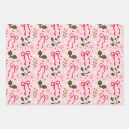 Cute Holly and Bow Wrapping Paper ラッピングペーパーシート