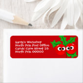Cute Holly Berry Kids Christmas Address Label ラベル (インサイチュ)