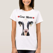 Cute Holstein Cow Heart Mom Dairy Farm Women Tシャツ (正面)
