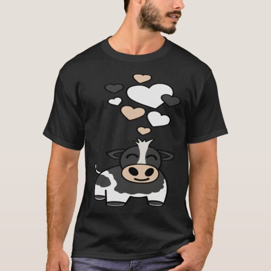 Cute Holstein Cow With Hearts Tシャツ (正面)