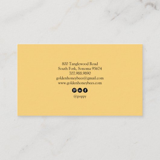 Cute Honey Bee Apiary Beekeeper Honey Products  名刺 (裏面)