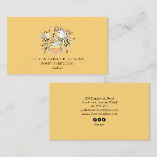 Cute Honey Bee Apiary Beekeeper Honey Products  名刺 (正面/裏面)