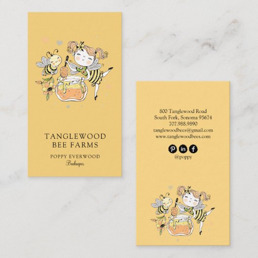 Cute Honey Bee Apiary Beekeeper Honey Products 名刺 (正面/裏面)