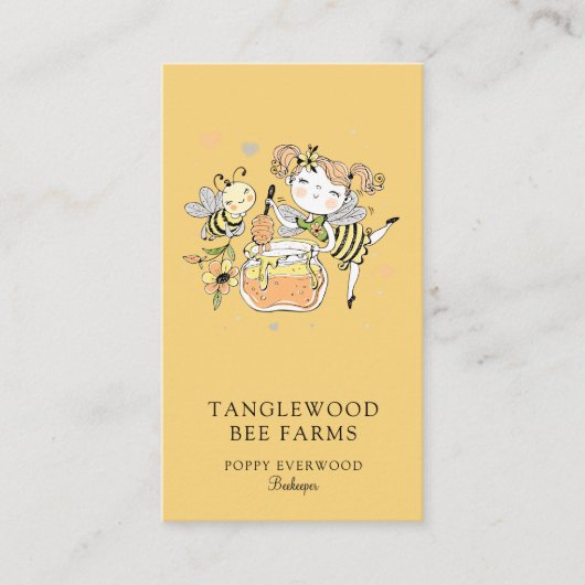 Cute Honey Bee Apiary Beekeeper Honey Products  名刺 (正面)