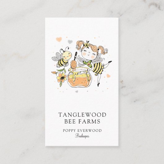 Cute Honey Bee Apiary Beekeeper Honey Products  名刺 (正面)