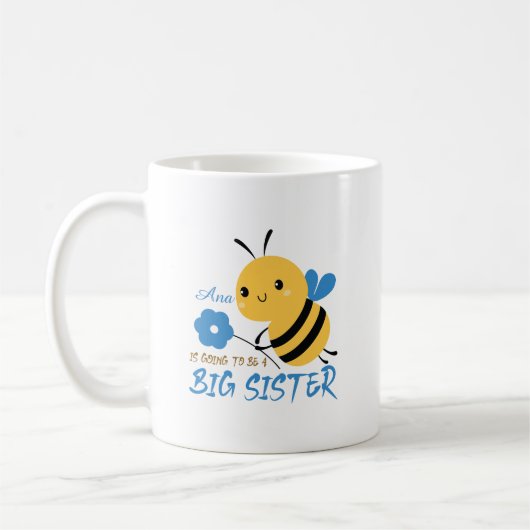 Cute Honey Bee Big Sister Custom Name Coffee Mug コーヒーマグカップ (左)
