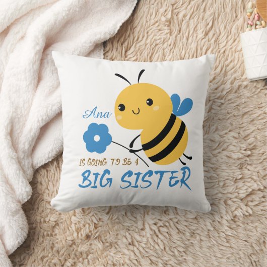 Cute Honey Bee Big Sister Name Custom  クッション (ブランケット)