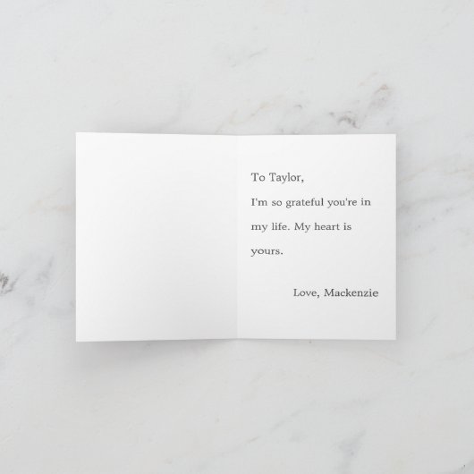 Cute Honey Bee Easy Custom Message Valentines day カード (内部)