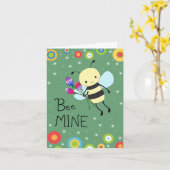 Cute Honey Bee Easy Custom Message Valentines day カード (黄色い花)