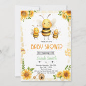 Cute honey bee party theme invitation 招待状 (正面)