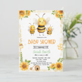 Cute honey bee party theme invitation 招待状 (スタンド正面)