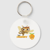 Cute Honey Bee with Dripping Honey Typography Desi キーホルダー (正面)