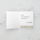 Cute Honey Bee with Flowers Happy Bee Day Birthday カード (内部)