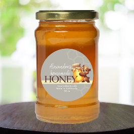 Cute Honey Happy Teddy Bear Honeycomb Product  ラウンドシール