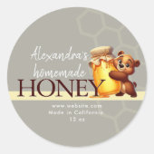 Cute Honey Happy Teddy Bear Honeycomb Product  ラウンドシール (正面)