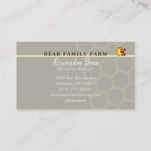 Cute Honey Happy Teddy Bear Jar Honeycomb 名刺 (裏面)