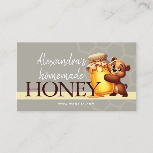 Cute Honey Happy Teddy Bear Jar Honeycomb 名刺 (正面)