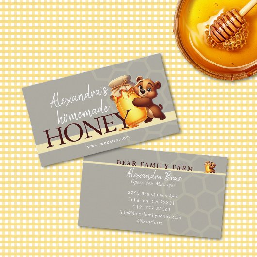 Cute Honey Happy Teddy Bear Jar Honeycomb 名刺