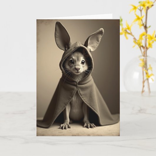 Cute Hooded Creature Portrait Card カード (黄色い花)