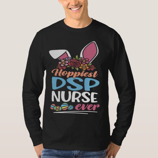 Cute Hoppiest DSP Nurse Ever Bunny Ear Red Plaid E Tシャツ (正面)