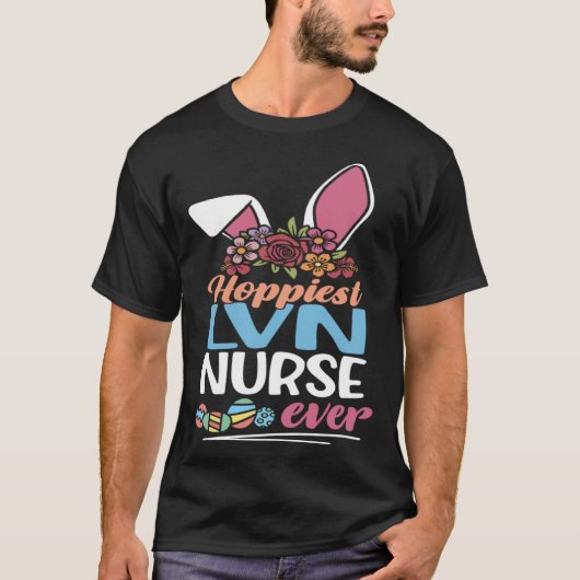 Cute Hoppiest LVN Nurse Ever Bunny Ear Red Plaid E Tシャツ (正面)