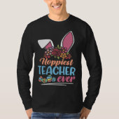 Cute Hoppiest Teacher Ever Bunny Ear Red Plaid Eas Tシャツ (正面)