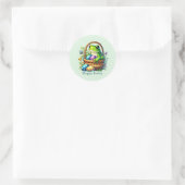 Cute Hoppy Easter frog  ラウンドシール (バッグ)