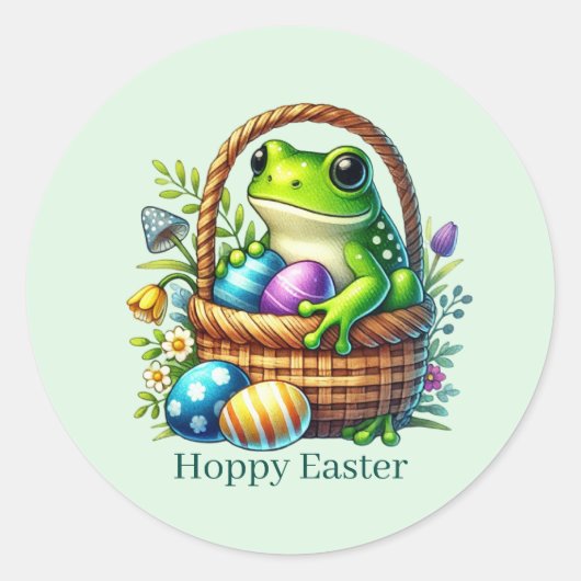 Cute Hoppy Easter frog  ラウンドシール (正面)